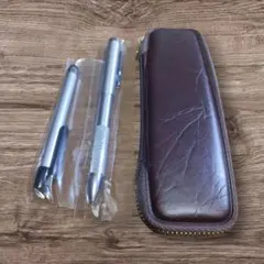 ❤️朱肉付き印鑑ケース＆ボールペン・タッチペンセット高級感あるレザー調ケース