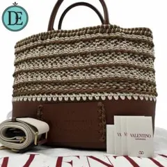 【極上】VALENTINO トートバッグ 2way 編み込み クロシェ レザーのサムネイル