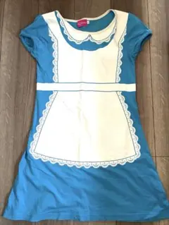 《古着》Disney Alice 半袖ひざ丈ワンピース ブルーのサムネイル