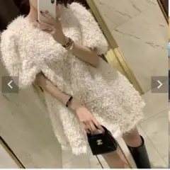 lilirena FUR ハーフスリーブ ミニ ワンピース新品タグ付き