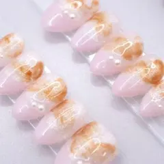 956ネイルチップSサイズ 韓国 上品 ニュアンス フレンチ　マグネット　ピンク