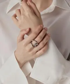 【美品】CENE [シルバー] ビッグクロスリング 11号