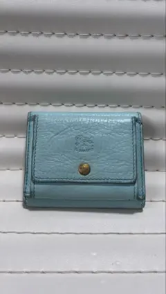 IL BISONTE 水色レザー三つ折り財布