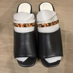 MURUA ブラック サンダル コルクヒール