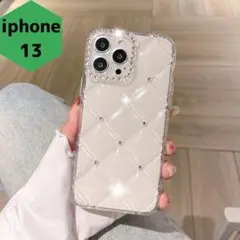 新品 iPhone13 スマホケース 透明 ダイヤモンド型 キルティング ラメ