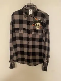 ハロウィンミッキー　チェックシャツ　トリックオアトリート　ゴースト　ディズニー黒
