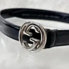 GUCCI インターロッキングG レザーベルト 黒