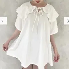 merry jenny フリルカラーカットトップス