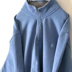 IZOD ロゴ刺繍 ハーフジップ スウェット トレーナー XL 水色 古着