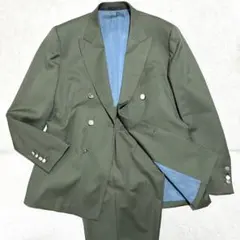 美品　L〜XL✨ブラックレーベル　ダブルスーツセットアップ　銀ボタン　グリーン
