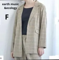 アースミュージックエコロジー◆チェック柄 テーラードジャケット　フロントオープン