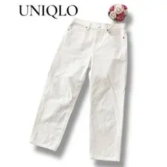 UNIQLO ユニクロ　レディース　白　ワイドデニムパンツ　26 無地　シンプル