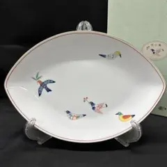 【未使用品】 有田焼 香蘭社　花小鳥　オーバル型トレー