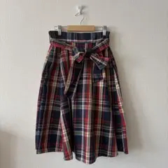 【美品】earth music&ecology チェックスカート フレア F