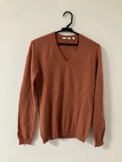 00‘s Vintage オレンジ Vネック 長袖ニット Grunge Y2K