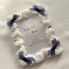 No.138 ホイップデコ　リボン　ネイビー　青　トレカケース　オーダー可　B8