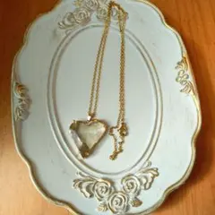 【匿名配送】ハンドメイド ネックレス ペンダント クリアグレー ハート 50cm