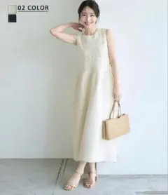 ベースメントオンライン　フラワーニットワンピース
