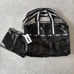 新品未使用 レスポートサック ラメ ブラック エナメル ボストンバッグ 