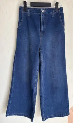 ダークブルー ワイドレッグ デニムパンツ