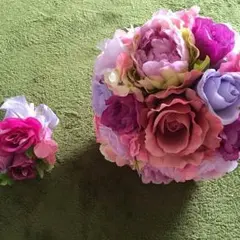 カラードレス用ブーケ ブートニア