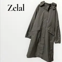元町ゼラール 美品 ロングコート 撥水 防風 カーキ 無地 半袖 【S】