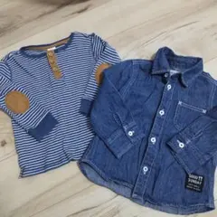 ストライプ長袖シャツとデニムシャツセット　90
