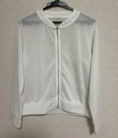 GUジップカーディガン　メッシュ シアーブルゾン 白