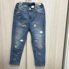 H&M 刺繍　デニム　パンツ
