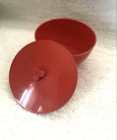 【昭和レトロ】菓子器 小物入れ 蓋付き プラスチック製 赤・レッド【美品】