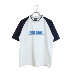 FIRST DOWN Tシャツ Lサイズ 白黒 バイカラー 速乾吸汗 爽やか 夏のサムネイル