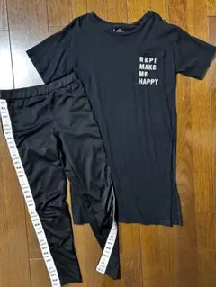 美品☆レピピアルマリオTシャツ+スパッツ　上下セットs 140〜150cm 黒