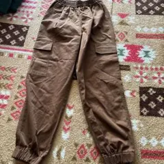 GU ブラウン カーゴパンツ ゴムウエスト　Sサイズ