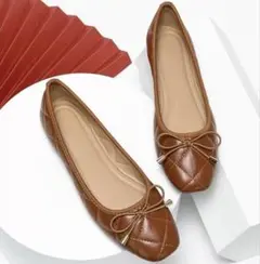 SHEIN ブラウン キルティング フラットシューズ