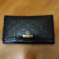 極美品✨GUCCI シマ 長財布 ロゴプレー 244946 レザー 黒 - メルカリ