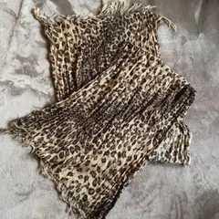 ヒョウ柄ストール フリンジ付き