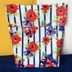 【新品未使用品】ハンドメイド バッグインバック 花柄 赤 パープル オックス