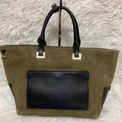 a1377　story.　トートバッグ　スエード　バイカラー　A4　シック　通勤