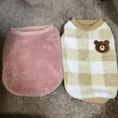 まとめ売り　犬服 2号 ピンク　クリーム色のチェック柄