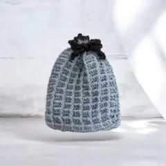 ハンドメイド　巾着　ワッフル編み　ポーチ　シンプル　オシャレ　エレガント