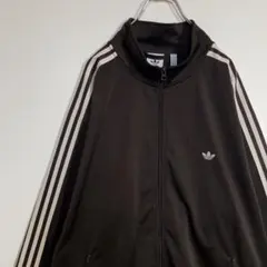 【超希少3XLサイズ】アディダス トラックジャケット ワンポイント刺繍ロゴ 茶色