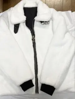 OY【美品】背面ロゴ ボアジャケット/ブルゾン 白 フリーサイズ