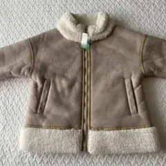 【数回のみ着用】110cm もこもこ ボア アウター 防寒 ジャンバー ベージュ