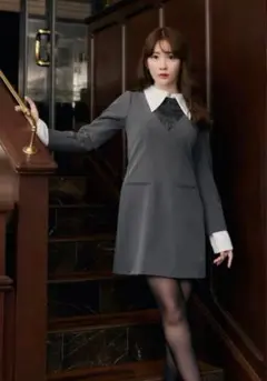 herlipto Pointed Collar Mini Dress