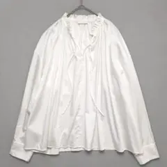 美品✨Ballsey ハイカウントサテンネックフリルブラウス 白
