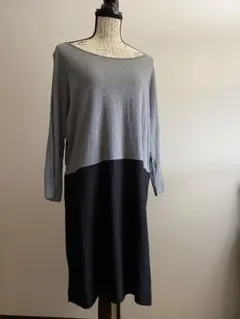 【無印良品】 ワンピース（サイズL）グレー×黒
