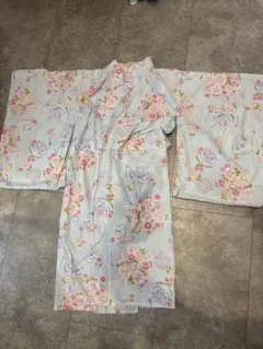 花柄 浴衣 130cm以上 水色
