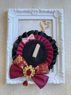 【ハンドメイド】ロゼット　痛ロゼット　ワインレッド×黒　シンプル①