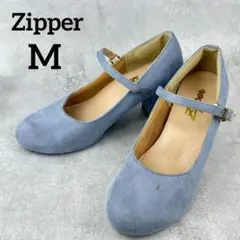 ストラップ パンプス ブルー スエード調 太ヒール M 水色 結婚式 パーティー