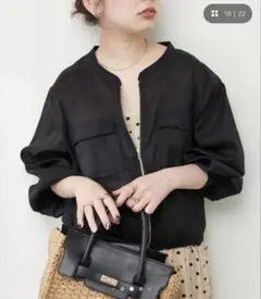 natural couture シアージップブルゾン　シャツ　ナイスクラップ　黒